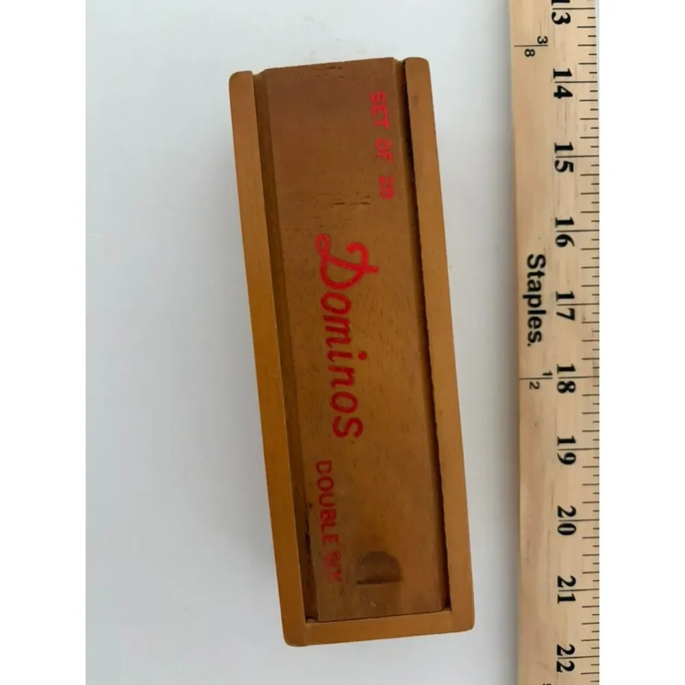 Vintage Double six Dominoes set in wooden box 28 pc